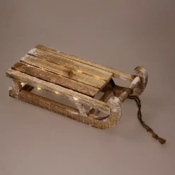 Weihnachtsdeko Schlitten mit 25 Warmweißen LEDs 31,5x14,5x10,5 cm Natur aus Holz