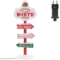 Weihnachtsdeko Wegweiser 95cm 59 bunte LEDs Innen/Außen Nordpol Wetterfest