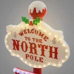 Weihnachtsdeko Wegweiser 95cm 59 bunte LEDs Innen/Außen Nordpol Wetterfest