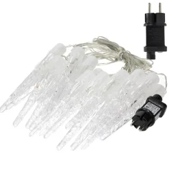 Weihnachtslichterkette LED Eiszapfen Lichterkette Kaltweiß 19 Zapfen 40 LEDs 8 Leuchtmodi mit Timer