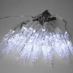 Weihnachtslichterkette LED Eiszapfen Lichterkette Kaltweiß 19 Zapfen 40 LEDs 8 Leuchtmodi mit Timer
