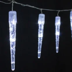 Weihnachtslichterkette LED Eiszapfen Lichterkette Kaltweiß 19 Zapfen 40 LEDs 8 Leuchtmodi mit Timer