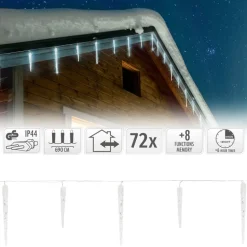 Weihnachtslichterkette LED Eiszapfen Lichterkette Kaltweiß 23 Zapfen 8 Leuchtmodi mit Timer