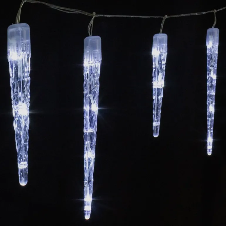 Weihnachtslichterkette LED Eiszapfen Lichterkette Kaltweiß 23 Zapfen 8 Leuchtmodi mit Timer