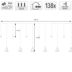 Weihnachtslichterkette LED Lichtervorhang 2,2 m mit 138 LEDs Warmweiß IP44