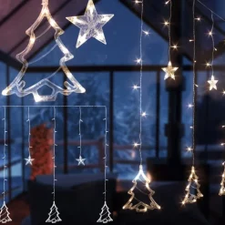 Weihnachtslichterkette LED Lichtervorhang 2,2 m mit 138 LEDs Warmweiß IP44