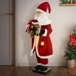 Weihnachtsmann 120 cm mit LED Licht Bewegung Sound Musik, Weihnachtsfigur für Innenbereich