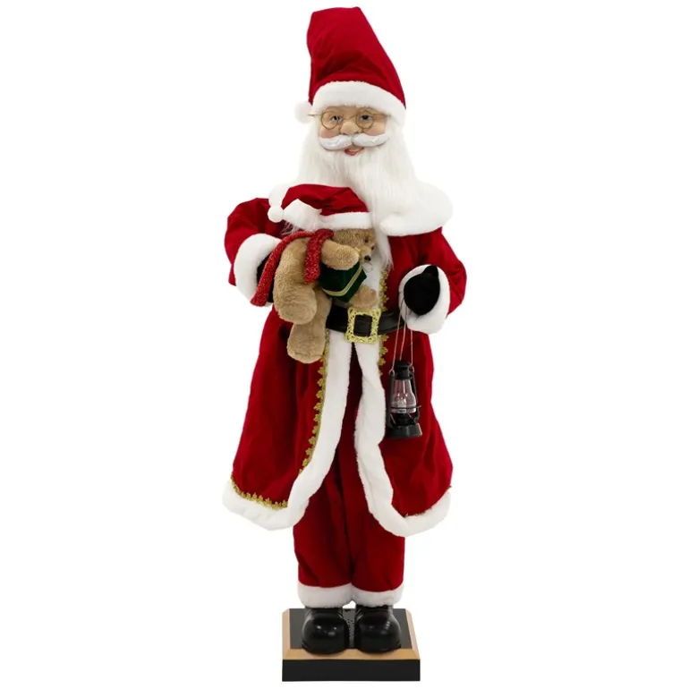 Weihnachtsmann 120 cm mit LED Licht Bewegung Sound Musik, Weihnachtsfigur für Innenbereich
