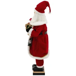 Weihnachtsmann 120 cm mit LED Licht Bewegung Sound Musik, Weihnachtsfigur für Innenbereich