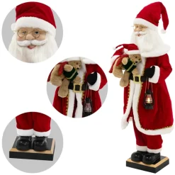 Weihnachtsmann 120 cm mit LED Licht Bewegung Sound Musik, Weihnachtsfigur für Innenbereich