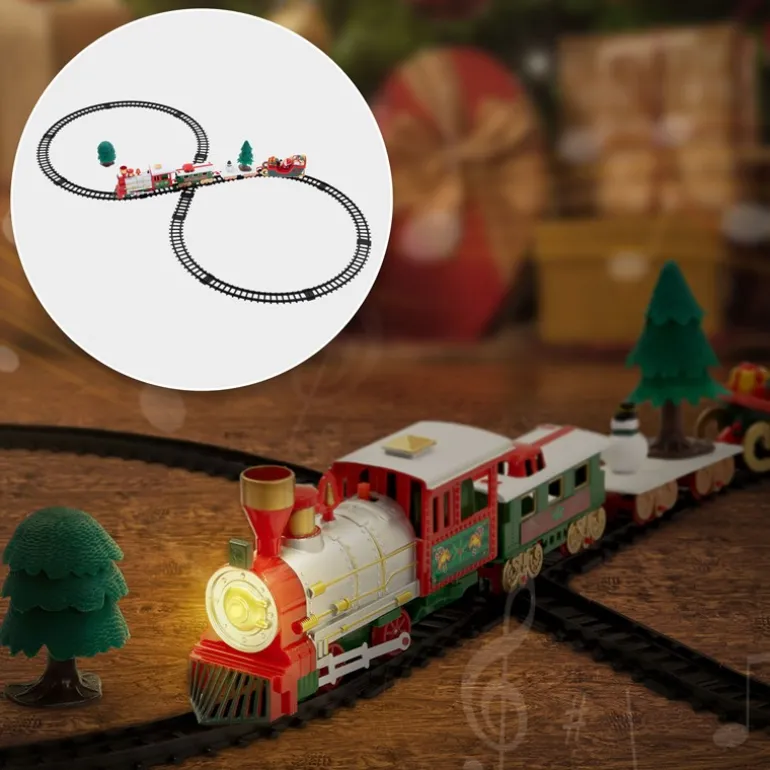 Weihnachtszug auf Gleis Set 22 Teile Batteriebetrieben mit Licht & Sound Eisenbahn unter dem Baum