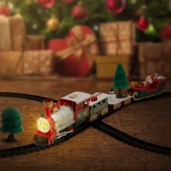 Weihnachtszug auf Gleis Set 22 Teile Batteriebetrieben mit Licht & Sound Eisenbahn unter dem Baum