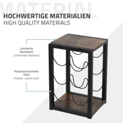 Weinregal für 6 Flaschen 24x21x37,5 cm Schwarz/Holzoptik aus Metall und MDF ML-Design