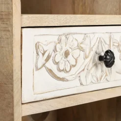 Weinregal mit Gläserhalterung 45x90x40 cm aus Sheesham Holz WOMO-Design
