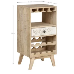 Weinregal mit Gläserhalterung 45x90x40 cm aus Sheesham Holz WOMO-Design