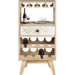 Weinregal mit Gläserhalterung 45x90x40 cm aus Sheesham Holz WOMO-Design