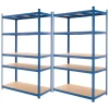 Werkstattregal 2er Set 200x100x50 cm Blau aus Metall und MDF Holzfaserplatte bis 875 kg
