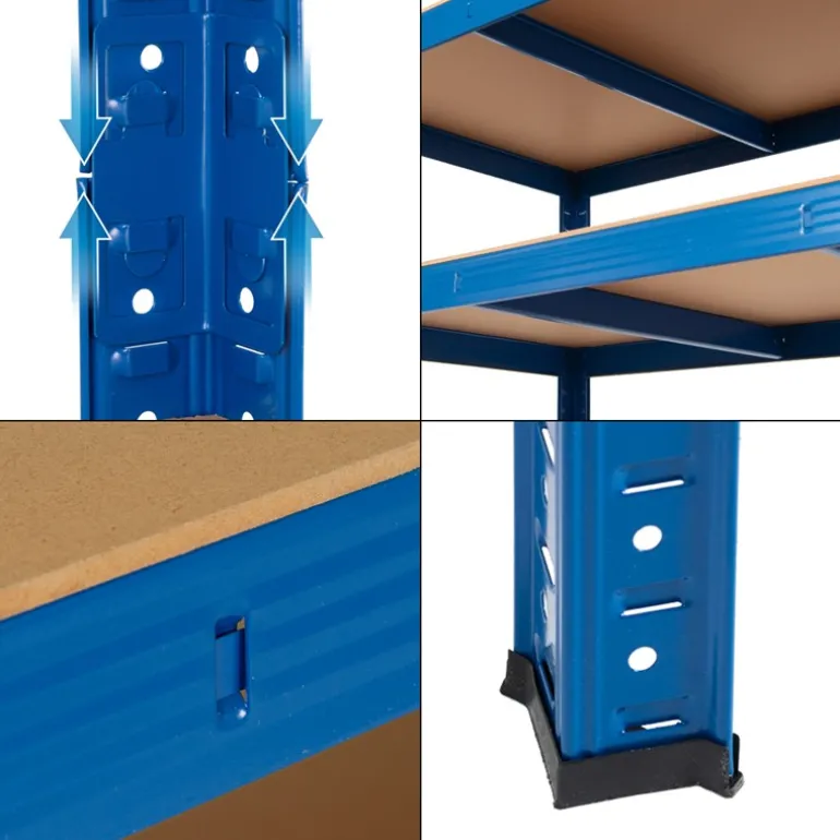 Werkstattregal 2er Set 200x100x50 cm Blau aus Metall und MDF Holzfaserplatte bis 875 kg