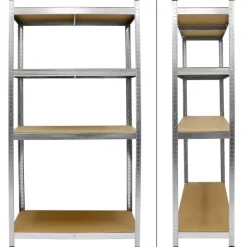 Werkstattregal silber, 160x80x40 cm, aus MDF und Metall, bis 320 kg