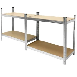 Werkstattregal silber, 160x80x40 cm, aus MDF und Metall, bis 320 kg