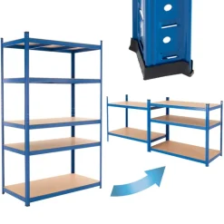 Werkstattregal 200x100x50 cm Blau aus Metall und MDF Holzfaserplatte bis 875 kg