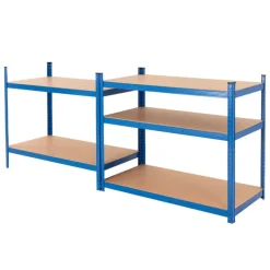 Werkstattregal 200x100x50 cm Blau aus Metall und MDF Holzfaserplatte bis 875 kg