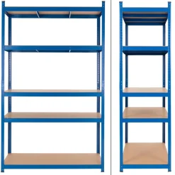 Werkstattregal 200x100x60 cm blau aus MDF Holzfaserplatte und Metall belastbar bis 875 kg