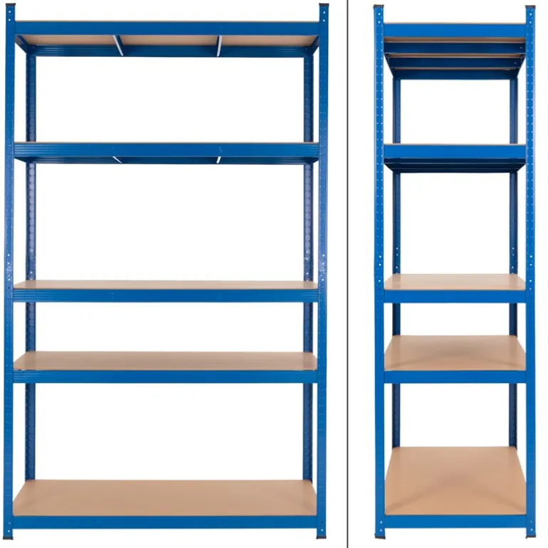 Werkstattregal 200x100x60 cm blau aus MDF Holzfaserplatte und Metall belastbar bis 875 kg