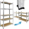 Werkstattregal 200x100x50 cm Silber aus MDF und Metall belastbar bis 750 kg
