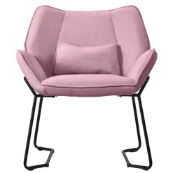 Wohnzimmersessel Loungesessel Rosa mit Rückenkissen bis 120 Kilogramm Polyesterbezug in Leinen Optik ML-Design