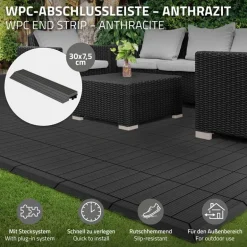WPC Abschlussleiste 30x2x7,5 cm für WPC Bodenfliese gerade Anthrazit ML-Design