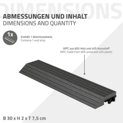 WPC Abschlussleiste 30x2x7,5 cm für WPC Bodenfliese gerade Anthrazit ML-Design