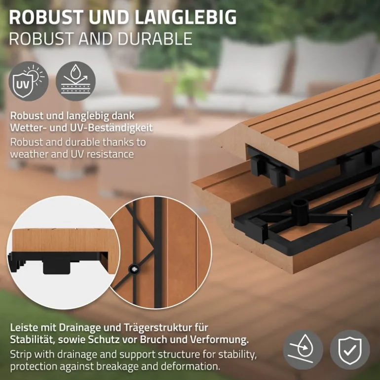 WPC Abschlussleiste 30x2x7,5 cm für WPC Bodenfliese gerade Hellbraun ML-Design