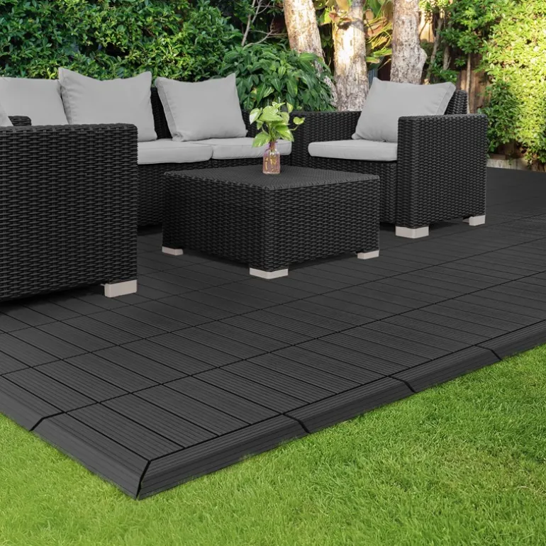 WPC Abschlussleiste 38x2x7,5 cm für WPC Bodenfliese Ecke links Anthrazit ML-Design