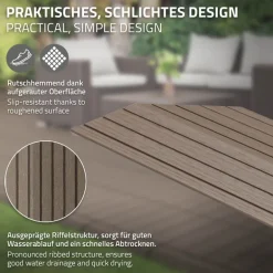 WPC Abschlussleiste 38x2x7,5 cm für WPC Bodenfliese Ecke links Dunkelbraun ML-Design