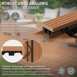 WPC Abschlussleiste 38x2x7,5 cm für WPC Bodenfliese Ecke links Hellbraun ML-Design
