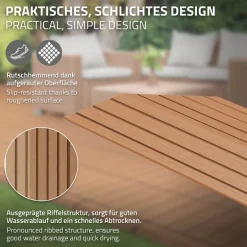 WPC Abschlussleiste 38x2x7,5 cm für WPC Bodenfliese Ecke links Hellbraun ML-Design