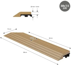 WPC Abschlussleiste 38x2x7,5 cm für WPC Bodenfliese Ecke links Teak ML-Design