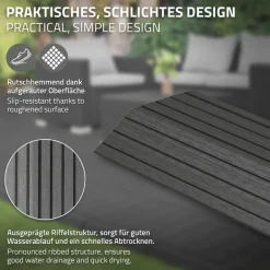WPC Abschlussleiste 38x2x7,5 cm für WPC Bodenfliese Ecke rechts Anthrazit ML-Design
