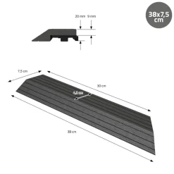 WPC Abschlussleiste 38x2x7,5 cm für WPC Bodenfliese Ecke rechts Anthrazit ML-Design