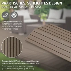 WPC Abschlussleiste 38x2x7,5 cm für WPC Bodenfliese Ecke rechts Dunkelbraun ML-Design