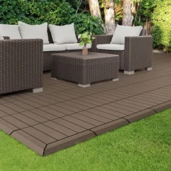 WPC Abschlussleiste 38x2x7,5 cm für WPC Bodenfliese Ecke rechts Dunkelbraun ML-Design