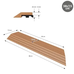 WPC Abschlussleiste 38x2x7,5 cm für WPC Bodenfliese Ecke rechts Hellbraun ML-Design