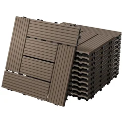 WPC Terrassenfliesen 30x30 cm 11er Set für 1m² Dunkelbraun in Holzoptik Mosaik mit Drainage und Klicksystem