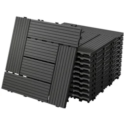WPC Terrassenfliesen 30x30 cm 11er Set für 1m² Hellbraun in Holzoptik Mosaik mit Drainage und Klicksystem