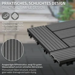 WPC Terrassenfliesen 30x30 cm 11er Set für 1m² Hellbraun in Holzoptik Mosaik mit Drainage und Klicksystem