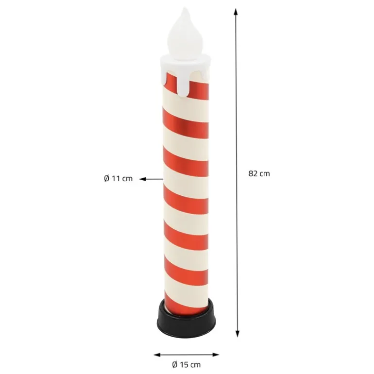 2x LED Flackernden Kerzen Weiß-Rot 82 cm Leuchtkerze mit Timer Innen & Außen