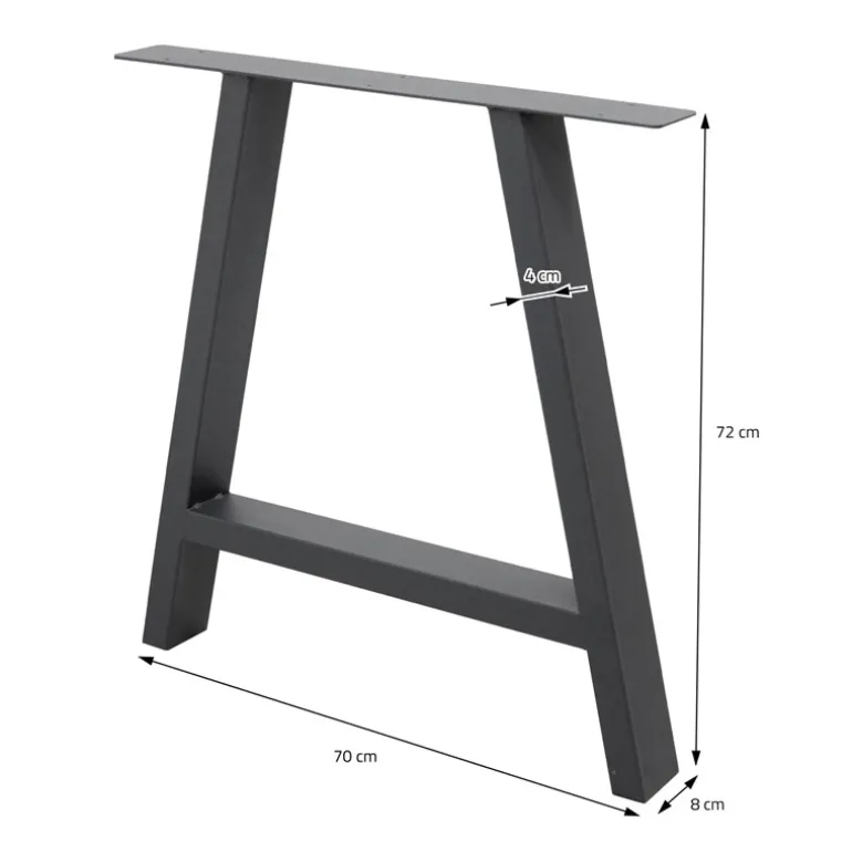 2x Tischbeine A-Form 70x72 cm Anthrazit aus pulverbeschichtetem Stahl Tischgestell für Esstisch und Schreibtisch