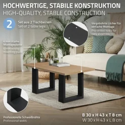 2x Tischbeine Bankkufen aus Vierkantprofilen 30x43 cm Schwarz pulverbeschichtete Stahl