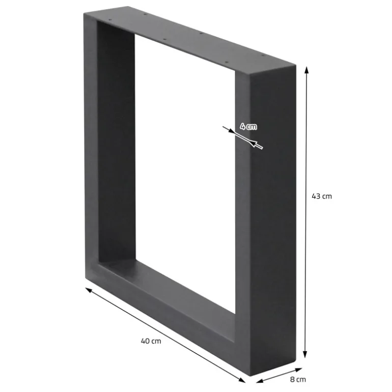 2x Tischbeine Bankkufen aus Vierkantprofilen 40x43 cm Anthrazit pulverbeschichtete Stahl